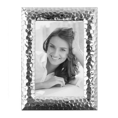 Fink versilberter Bilderrahmen Fotomaß 10x15 cm Fotorahmen gehämmerte Leiste