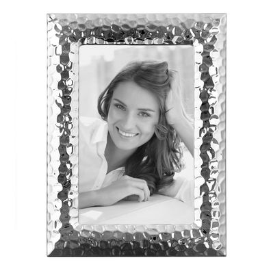 Fink versilberter Bilderrahmen Fotomaß 13x18 cm Fotorahmen gehämmerte Leiste