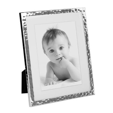Fink gehämmerter Bilderrahmen Fotomaß 13x18cm versilberter Fotorahmen für 1 Foto