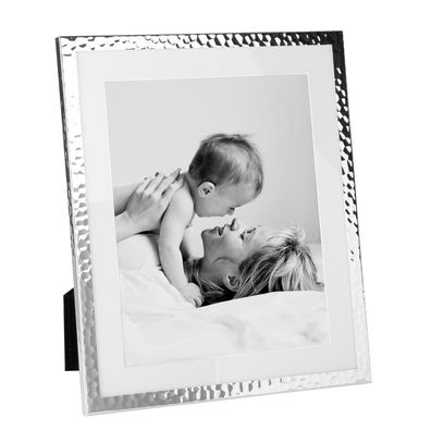 Fink gehämmerter Bilderrahmen Fotomaß 20x25cm versilberter Fotorahmen für 1 Foto
