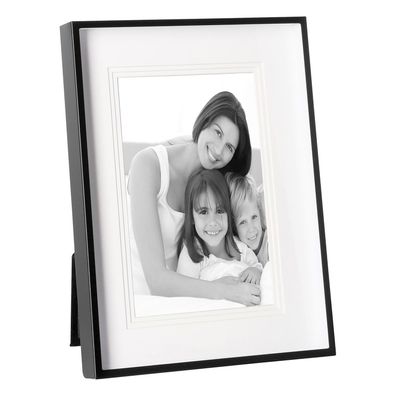Fink schwarzer Alu Fotorahmen 10x15 cm Bilderrahmen schmale Leiste Passepartout