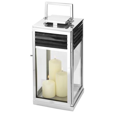 Fink Laterne 51 cm Edelstahl & Teakholz Windlicht für den Innen- & Außenbereich