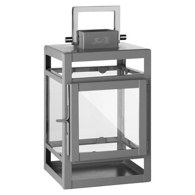 Fink kleine Laterne 20cm grau Edelstahl Windlicht für Stumpenkerzen & LED-Kerzen