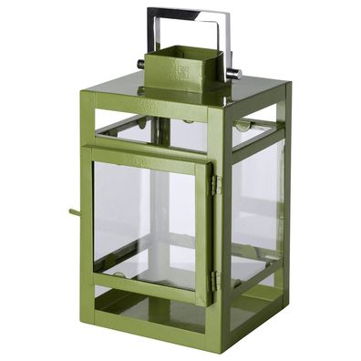 Fink kleine Laterne 20cm grün Edelstahl Windlicht für Stumpenkerzen & LED-Kerzen
