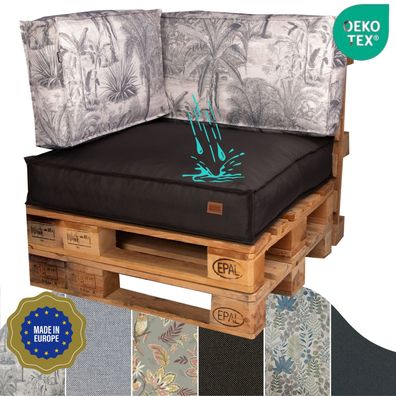 GoldenGroup Wasserdichte Palettenkissen 80x80 / 65x65 mit Rückenkissen - Gartenkissen