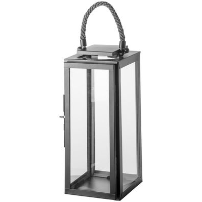 Fink Garten-Laterne 43 cm tragbar grau pulverbeschichtet Stumpenkerzen Windlicht