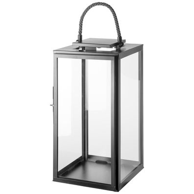 Fink Garten-Laterne 58 cm tragbar grau pulverbeschichtet Stumpenkerzen Windlicht