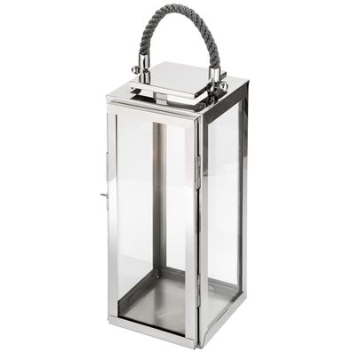Fink tragebare Edelstahl Laterne 43 cm Windlicht für Stumpenkerzen & LED-Kerzen