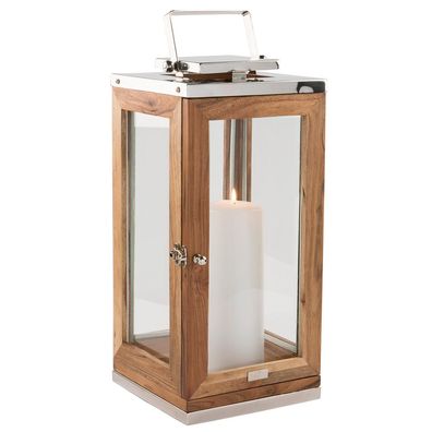 Fink große Laterne 43 cm Akazienholz Windlicht für LED-Kerzen & Stumpenkerzen