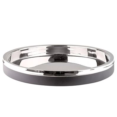 Fink Serviertablett Ø 32 cm schwarz-silber großes Tablett für Getränke & Snacks
