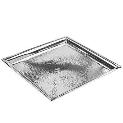 Fink Serviertablett 34x34 cm quadratisch Edelstahl gehämmert für Obst & Früchte