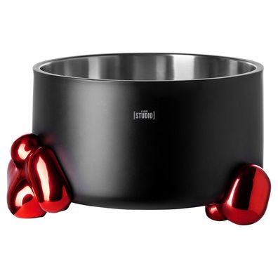 Fink Studio großer edler Flaschenkühler 32cm Edelstahl schwarz pulverbeschichtet