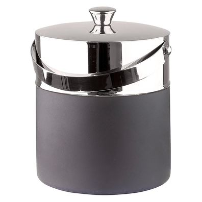 Fink doppelwandiger Eiswürfeleimer 21 cm schwarz matter Eisbehälter mit Deckel