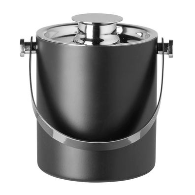Fink Eiswürfeleimer 14 cm schwarzer Edelstahl doppelwandig Eisbehälter & Deckel