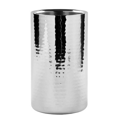 Fink edler doppelwandiger Flaschenkühler 19 cm Edelstahl gehämmert für 1 Flasche