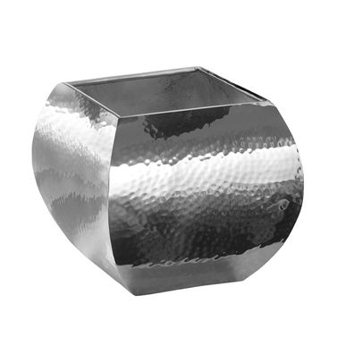 Fink eckiger Edelstahl Übertopf 14x12 cm silber gehämmertes Blumen-Pflanzgefäß