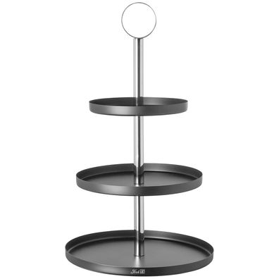 Fink dreistöckige Etagere 46 cm hohes schwarzes Stufentablett mit Haltering