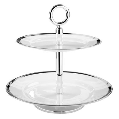 Fink runde Porzellan Etagere Ø 27 cm weißes rundes Stufentablett mit Tragegriff