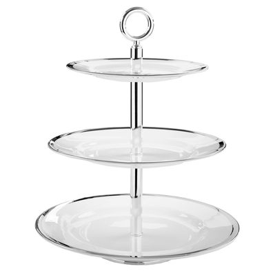 Fink runde Porzellan Etagere Ø 30 cm weißes rundes Stufentablett mit Tragegriff