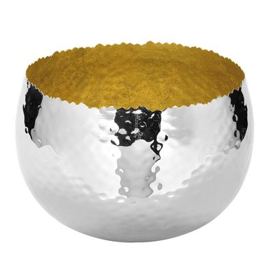 Fink große dekorative Schale Ø 20 cm aus vernickeltem Eisen gehämmert Obstschale