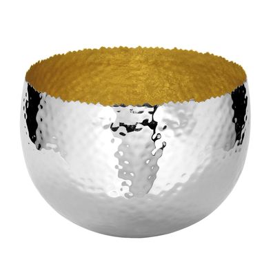 Fink große dekorative Schale Ø 26 cm aus vernickeltem Eisen gehämmert Obstschale