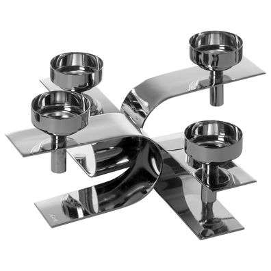 Fink origineller Teelichthalter 30x30 cm 4-flammig Alu vernickelter Kerzenhalter