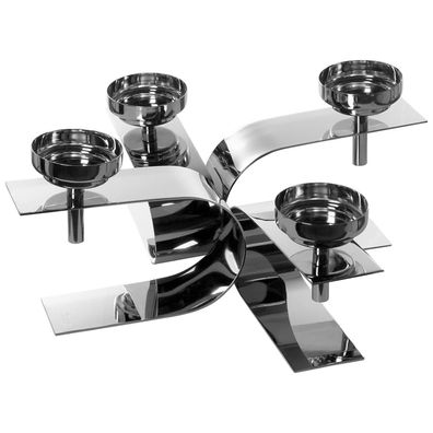 Fink origineller Teelichthalter 42x42 cm 4-flammig Alu vernickelter Kerzenhalter