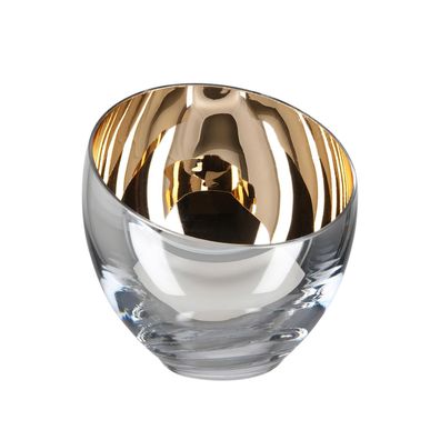 Fink Teelichthalter Ø 11 cm champagner Kerzenhalter Glas in kugeliger Vasenform