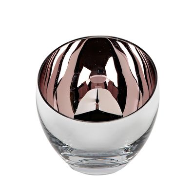 Fink Teelichthalter Ø 11 cm rosefarben Glas Kerzenhalter in kugeliger Vasenform