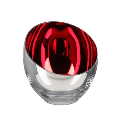 Fink roter Teelichthalter Ø 11 cm Glas Windlicht Kerzenhalter kugelige Vasenform