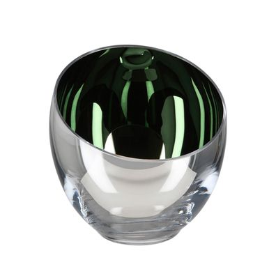 Fink grüner Teelichthalter Ø 11cm Glas Windlicht Kerzenhalter kugelige Vasenform