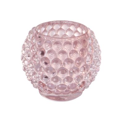 Fink Glas-Teelichthalter Ø 9cm rosefarben Windlicht Kerzenhalter gläsern genoppt