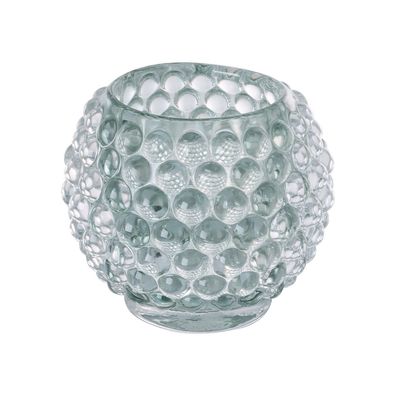 Fink Glas-Teelichthalter Ø 9cm mintfarben Windlicht Kerzenhalter gläsern genoppt