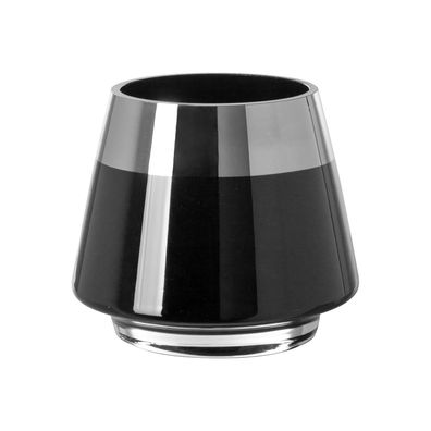 Fink Teelichthalter Ø 11cm schwarz aus Glas kleines Windlicht mit silbernem Rand