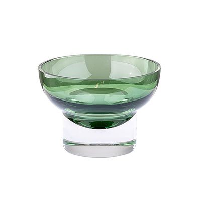 Fink grüner transparenter Glas-Teelichthalter Ø 10cm kleines gläsernes Windlicht