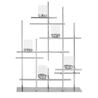 Fink Teelichtständer 70 cm 5-flammig aus Edelstahl Kerzenhalter inkl. 5 Gläser