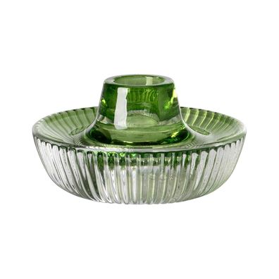 Fink Glas-Kerzenhalter Ø 10 cm grün Kerzenständer für Teelichter oder Stabkerzen