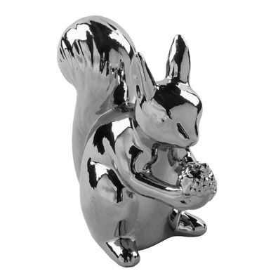 Fink kleines Deko Eichhörnchen 9cm aus Keramik silberne Dekofigur zum Aufstellen