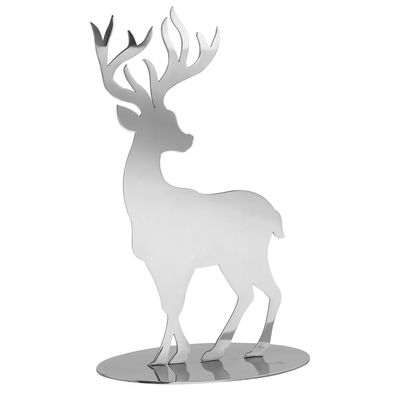 Fink silberner Deko Hirsch 10 cm Edelstahl Hirschfigur Dekofigur zum Aufstellen