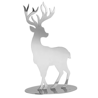 Fink silberner Deko Hirsch 15 cm Edelstahl Dekofigur Hirschfigur zum Aufstellen