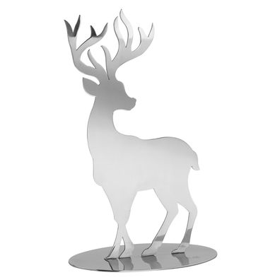 Fink silberner Deko Hirsch 20 cm Edelstahl Hirschfigur Dekofigur zum Aufstellen