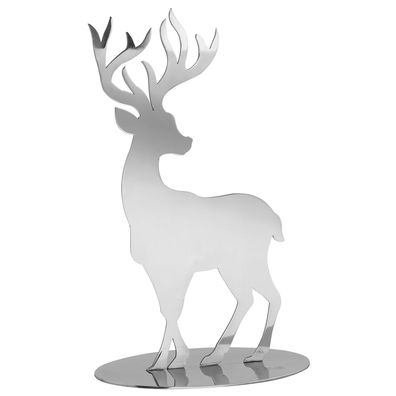 Fink großer silberner Deko Hirsch 35 cm aus Edelstahl Dekofigur zum Aufstellen