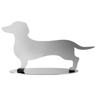 Fink stehender Deko-Hund Edelstahl 7x24x13.5 cm silberner Dackel zum Aufstellen