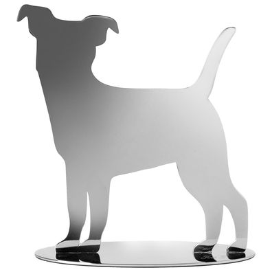 Fink stehender Deko-Hund Edelstahl 15x14 cm silberner Jack Russel zum Aufstellen