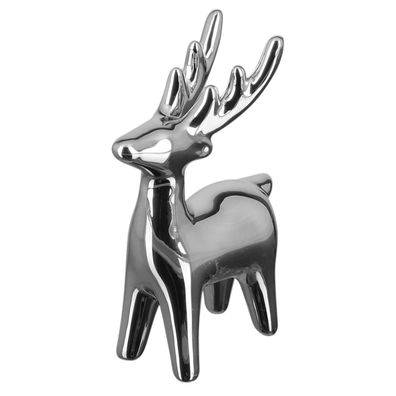 Fink stehendes Deko Rentier 3 x 6.5 x 10.5 cm silber aus Keramik zum Aufstellen