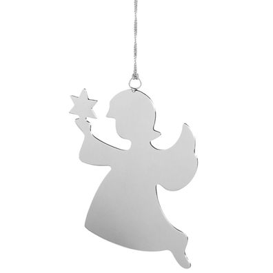 Fink Deko Engel Edelstahl zum Aufhängen 15x15 cm für Fenster oder Weihnachtsbaum