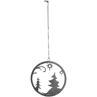 Fink runder Tannen Deko Anhänger Ø 18 cm Edelstahl gehämmert Fenster- & Baumdeko