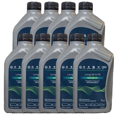 Original VW AUDI SKODA SEAT Öl 0W20 Longlife 4 IV 508.00 / 509.00 Motoröl 9x1 L