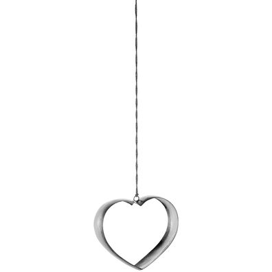 Fink silbernes Deko Herz 20 cm aus gehämmerten Edelstahl zum Aufhängen