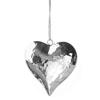 Fink kleines Deko Herz 10 cm Edelstahl gehämmert zum Aufhängen